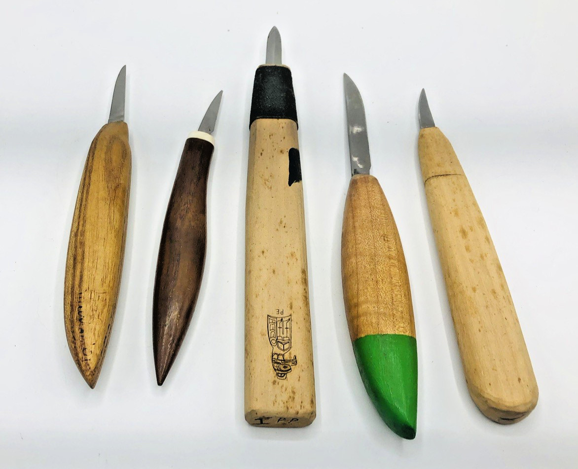 Lot 5 WOOD CARVING KNIFE SET WOODCARVING KNIVES CUSTOM rare whittling blade