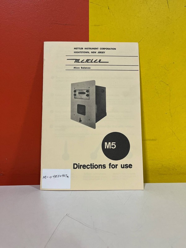 Mettler M-048110407a M5 Micro Balances Directions for use