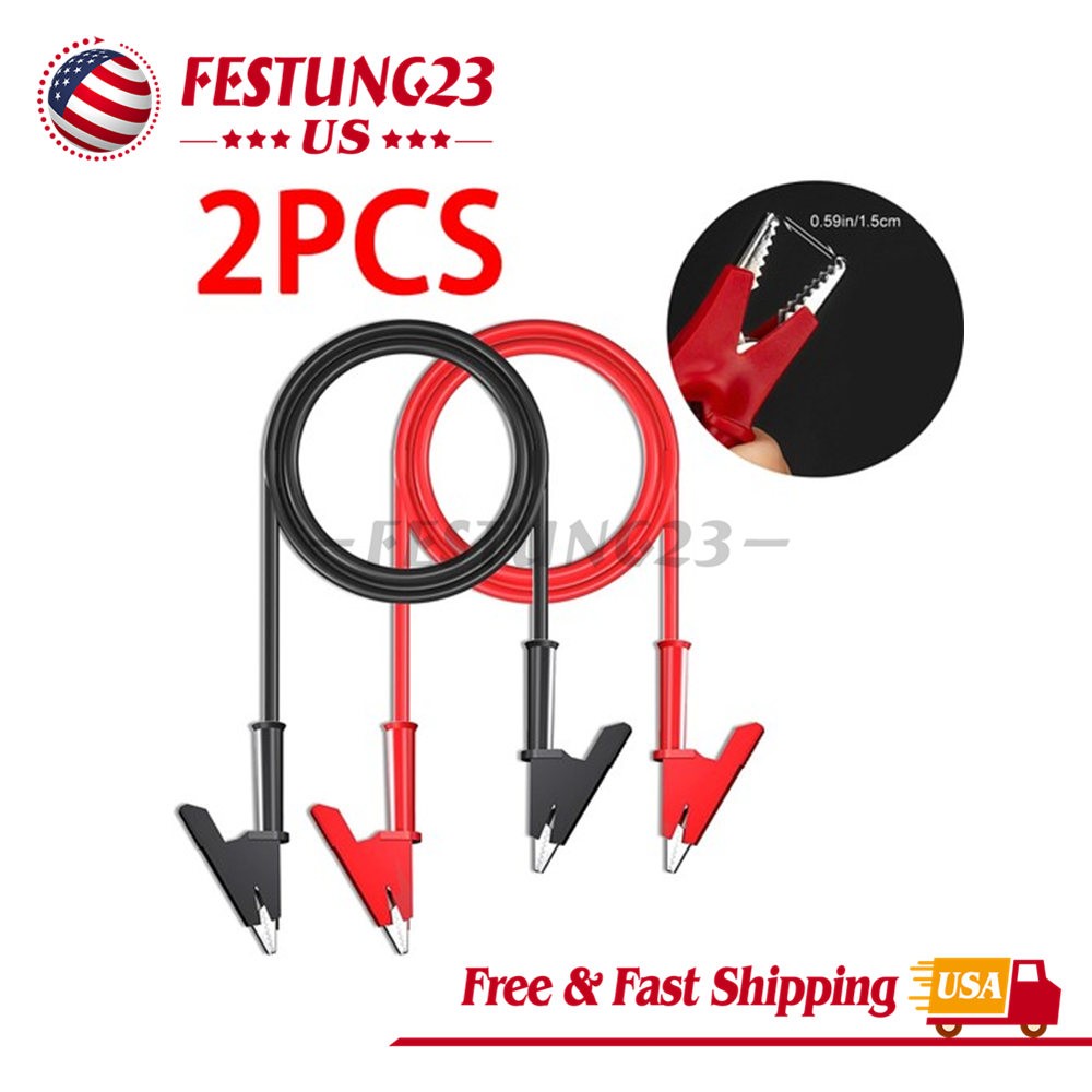 2 PACK 15A Heavy Duty Alligator Clip Test Wire Set with Protective Covers