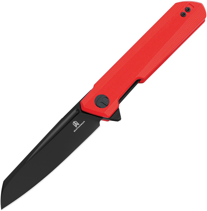 Bestechman Dundee Linerlock Red G10 Folding D2 Steel Sheepsfoot Knife MK09F