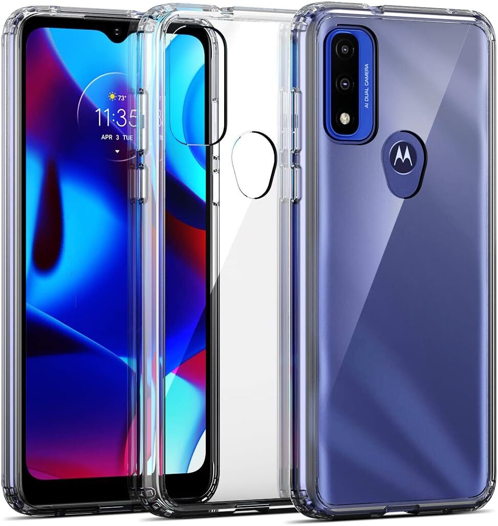 For Motorola Moto G Play 2023 Phone Case Clear Cover + Tempered Glass Protector