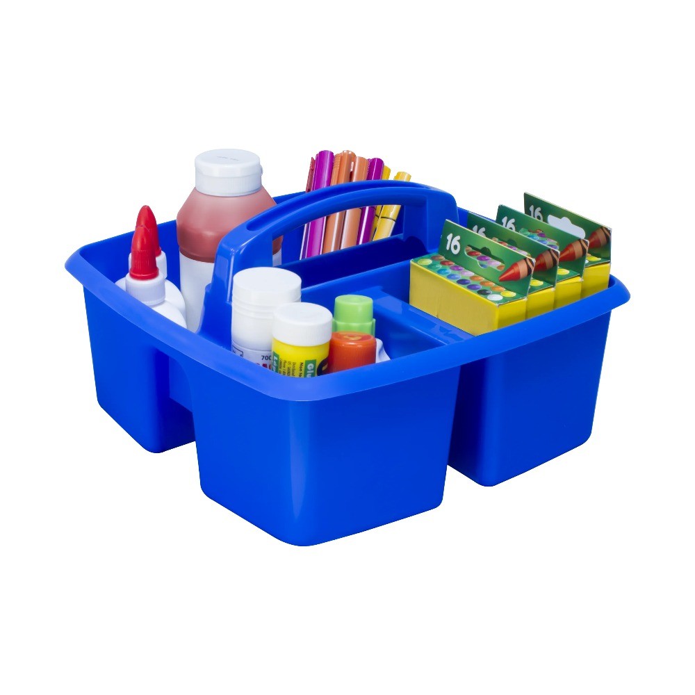 Storex Plastic Desktop Organizer Caddy with Handle, Assorted, Set of 5