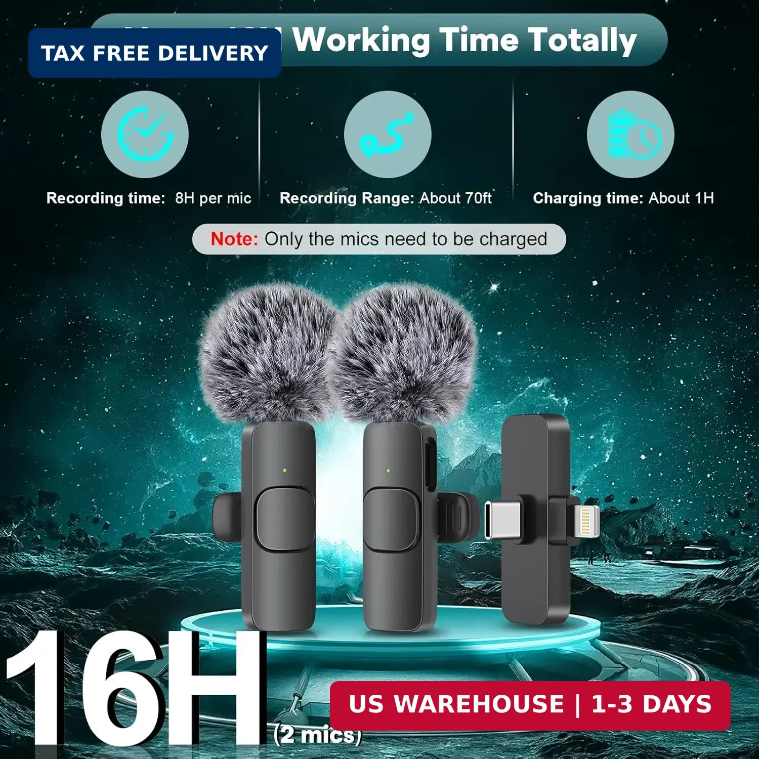 MAYBESTA Wireless Mini Microphone for iPhone, Android Phone - 2 Pack Lavalier La