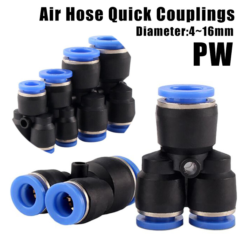 Y Type 3 Way Reducing Dia Pneumatic Push Fit Connector Hydraulic Push Fit Air