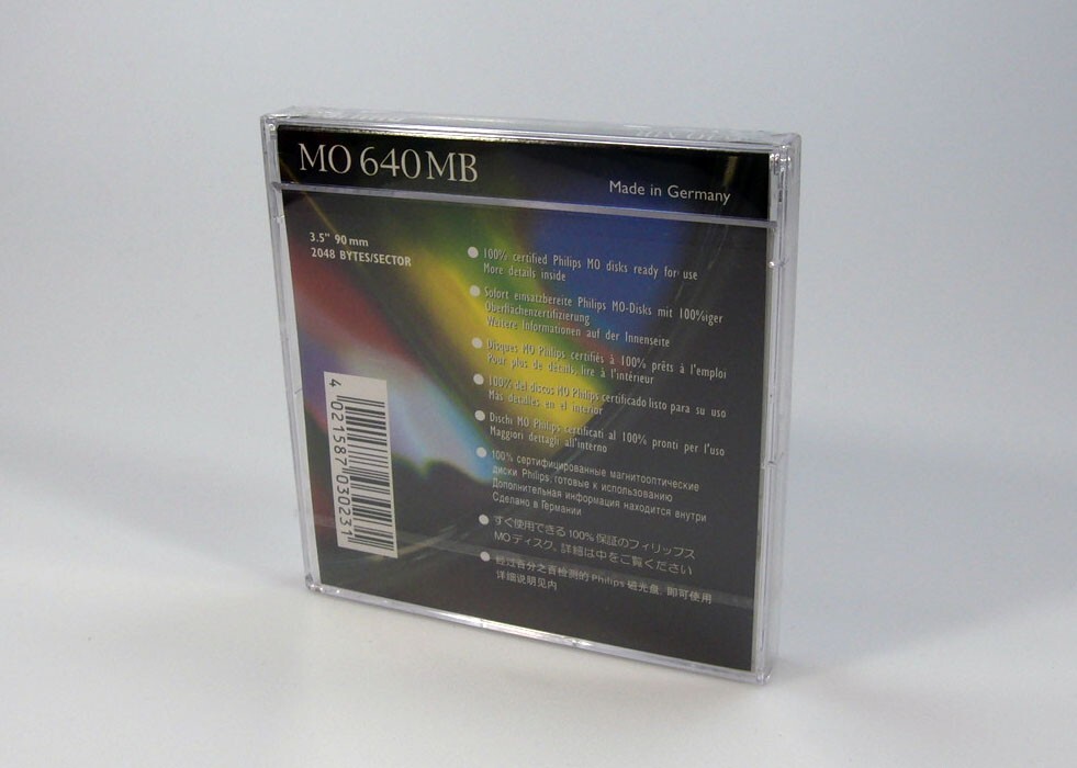 1x Unopened philips 3.5inch 640MB Rewritable MO Disk / DOS formatting