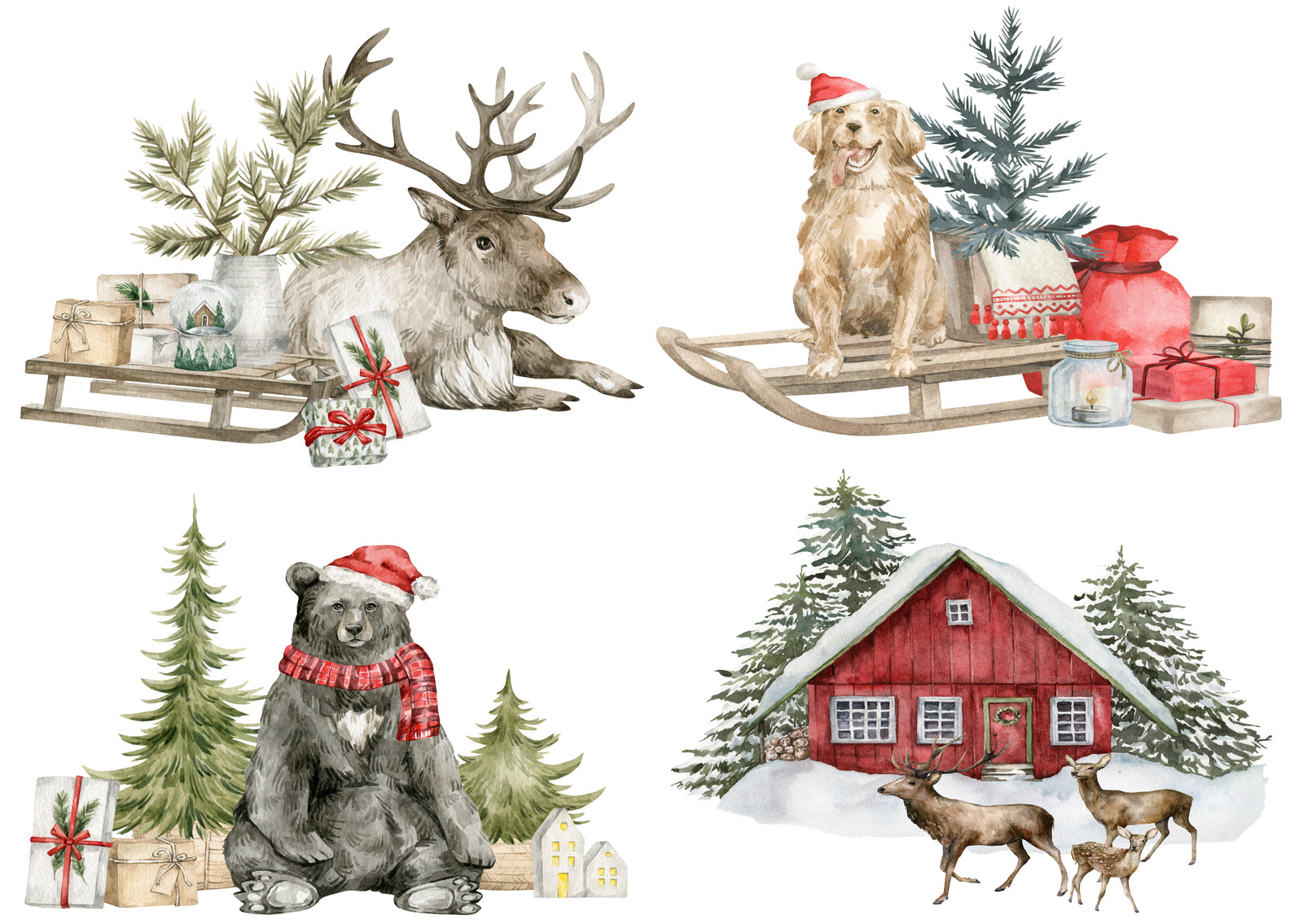 Forest Frosty Friends | A4 Rice Paper | Paper for Decoupage | Belle's & Whistles