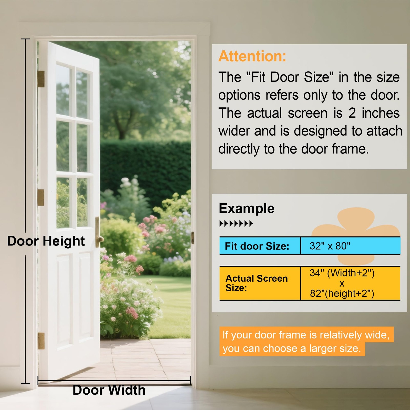 Magnetic Screen Door Mesh 34" x 82" - Fits 32" x 80" Door Size, Works for Pat...