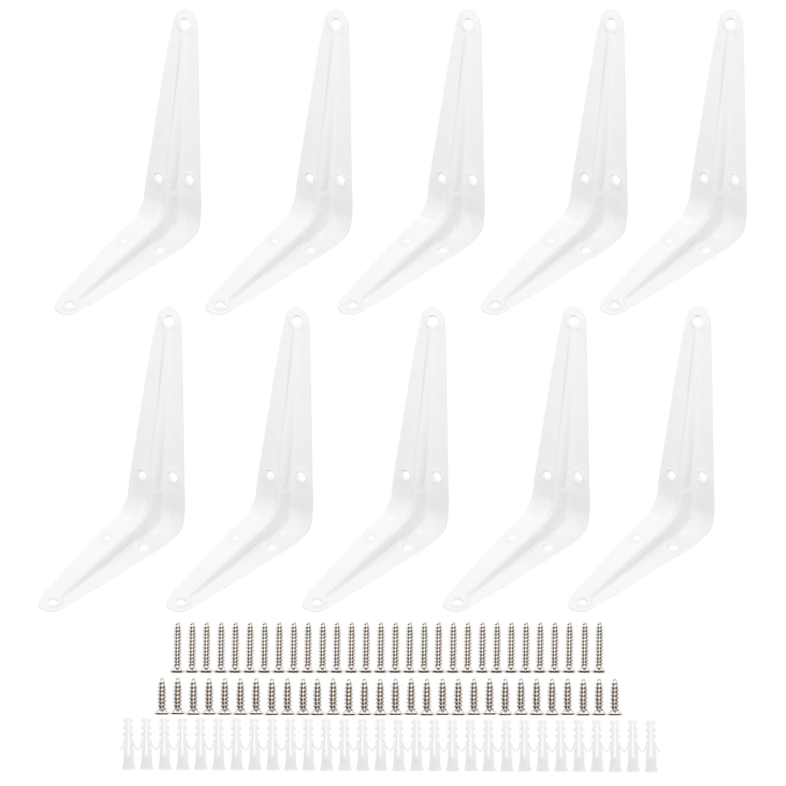 10 PCS Heavy Duty L Shelf Brackets Floating Wall Mount White 4x5 Inch