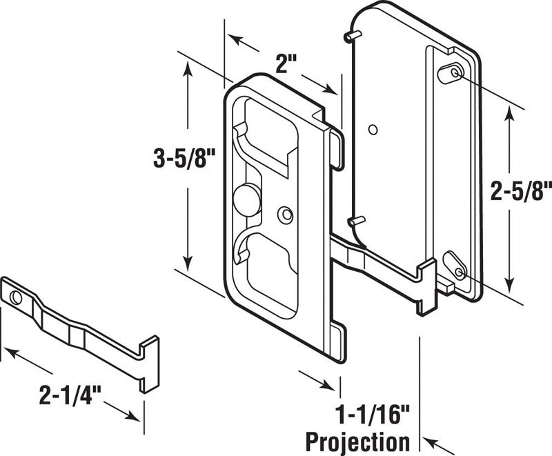Prime-Line 121740 Black Plastic Sliding Screen Door Mortise Latch/Pull 2-5/8 in.