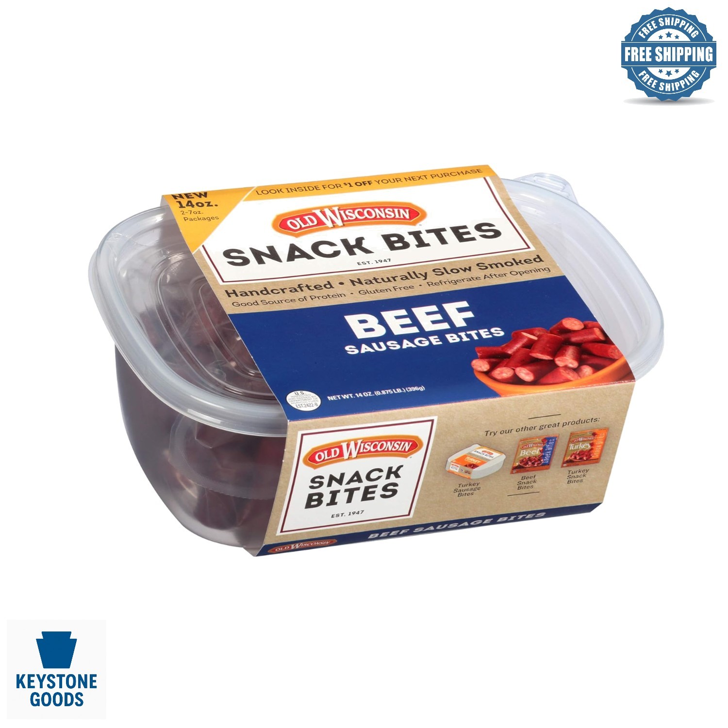 Hardwood-Smoked Beef Snack Bites - Gluten-Free, High-Protein, Re-Sealable Tub