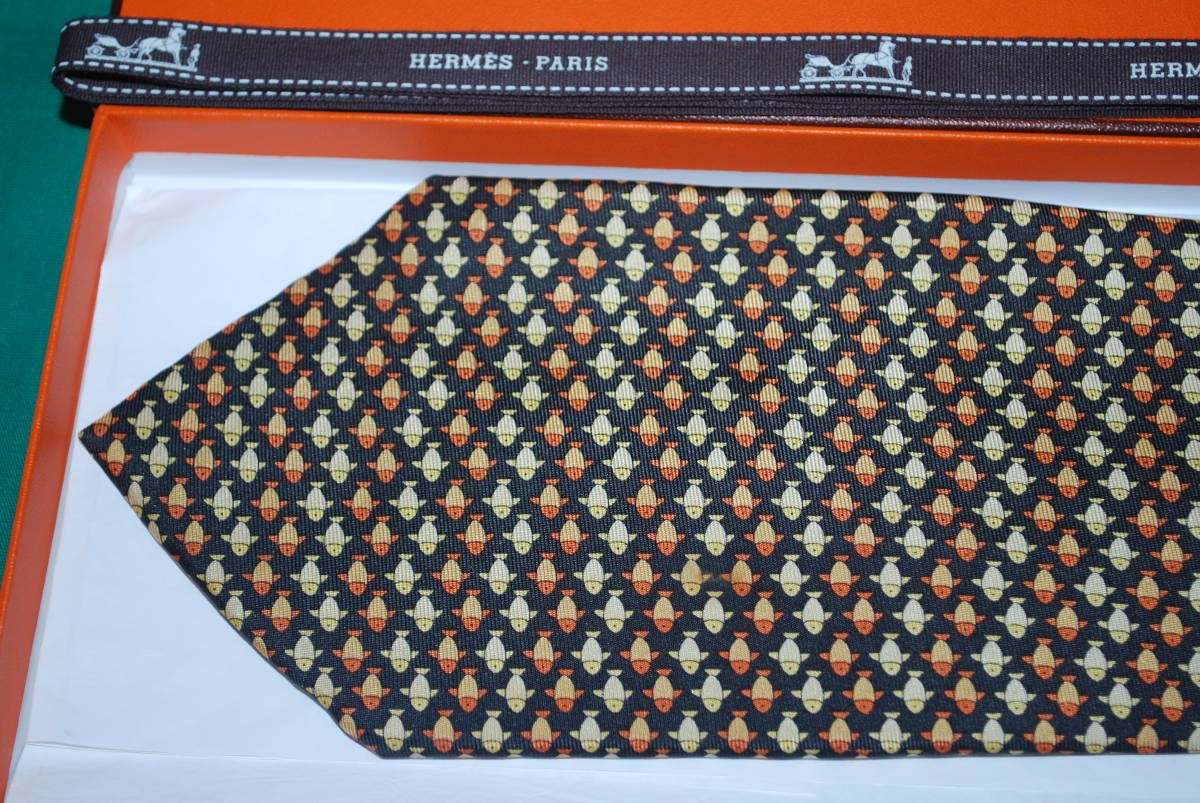 HERMES 100 Silk Tie Ribbon Tie Box Included