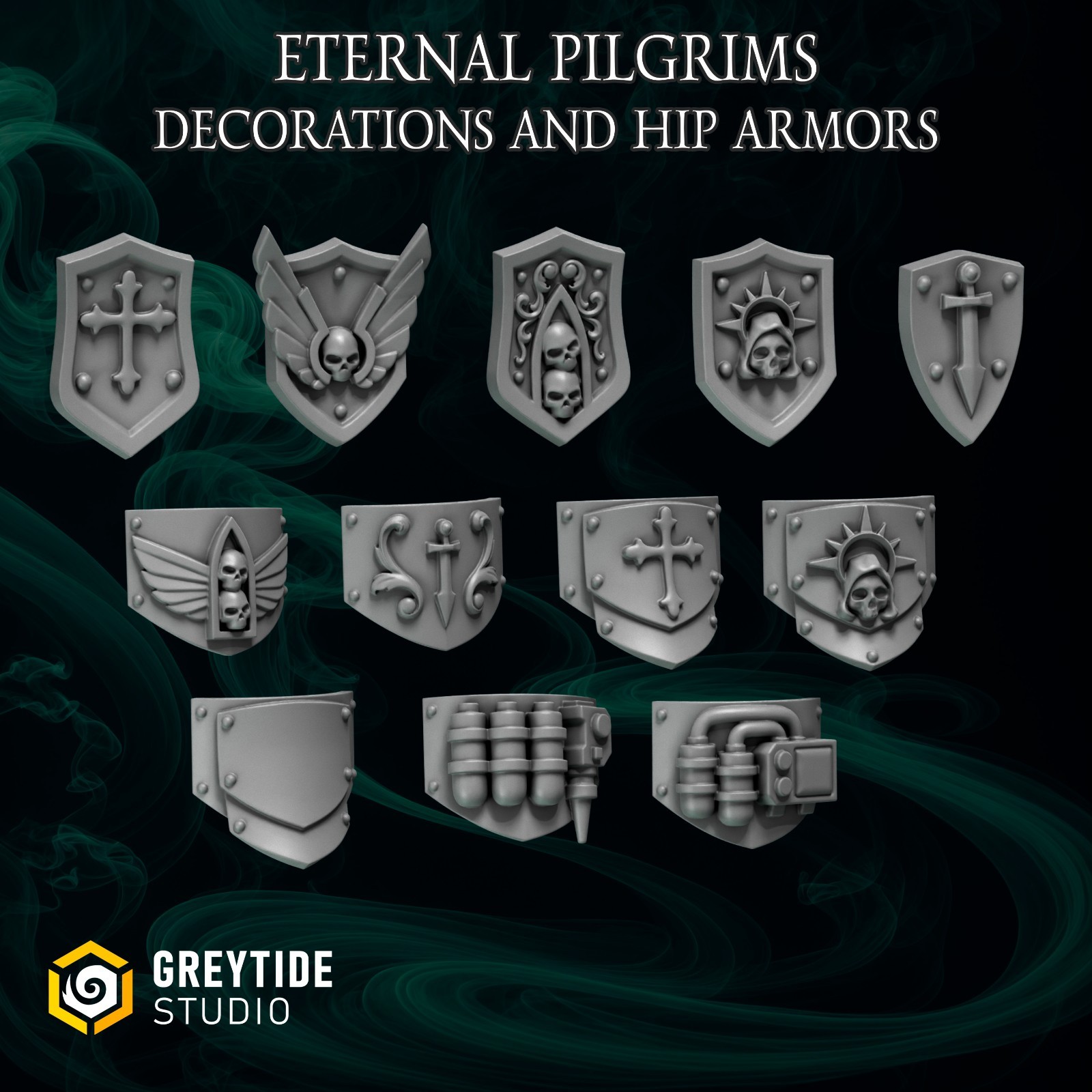Eternal Pilgrims Big Armor Upgrade Bits | 16K Resin 3D Printed [Greytide]
