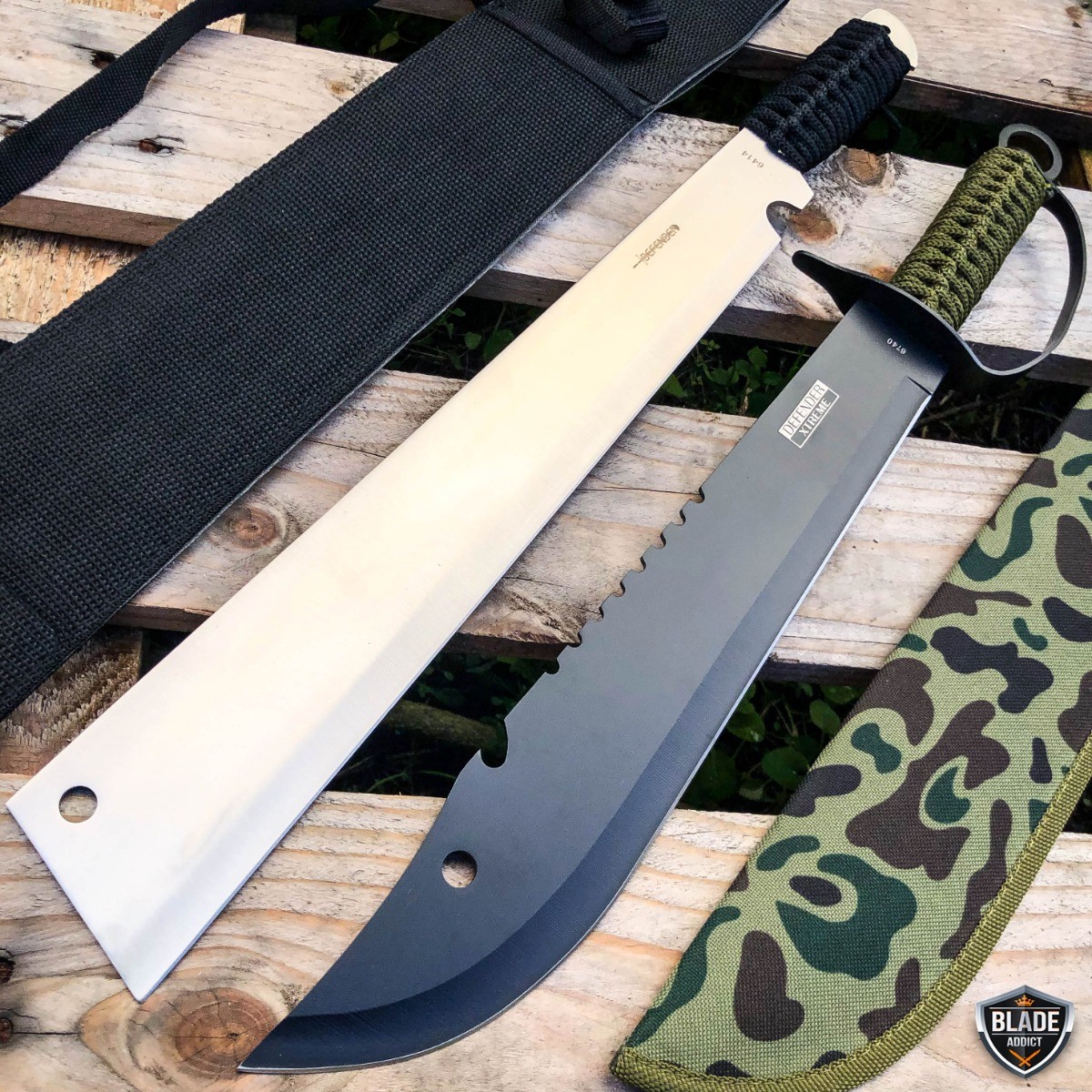 19" JUNGLE MACHETE FIXED BLADE HUNTING KNIFE MILITARY TACTICAL SURVIVAL SWORD