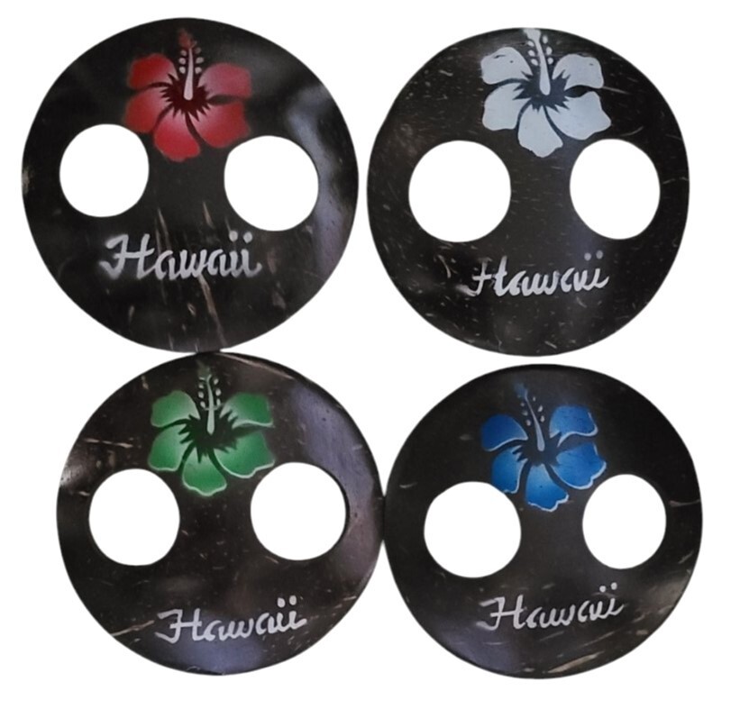 Hawaii Coconut Shell Flower Buckle round with two holes