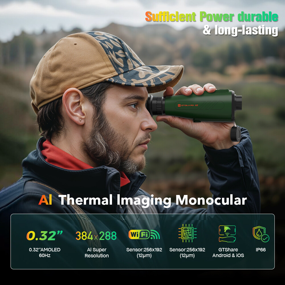 Thermal Monocular AI 384x288 WiFi 8X Zoom Handheld Thermal Scope Hunting Camera