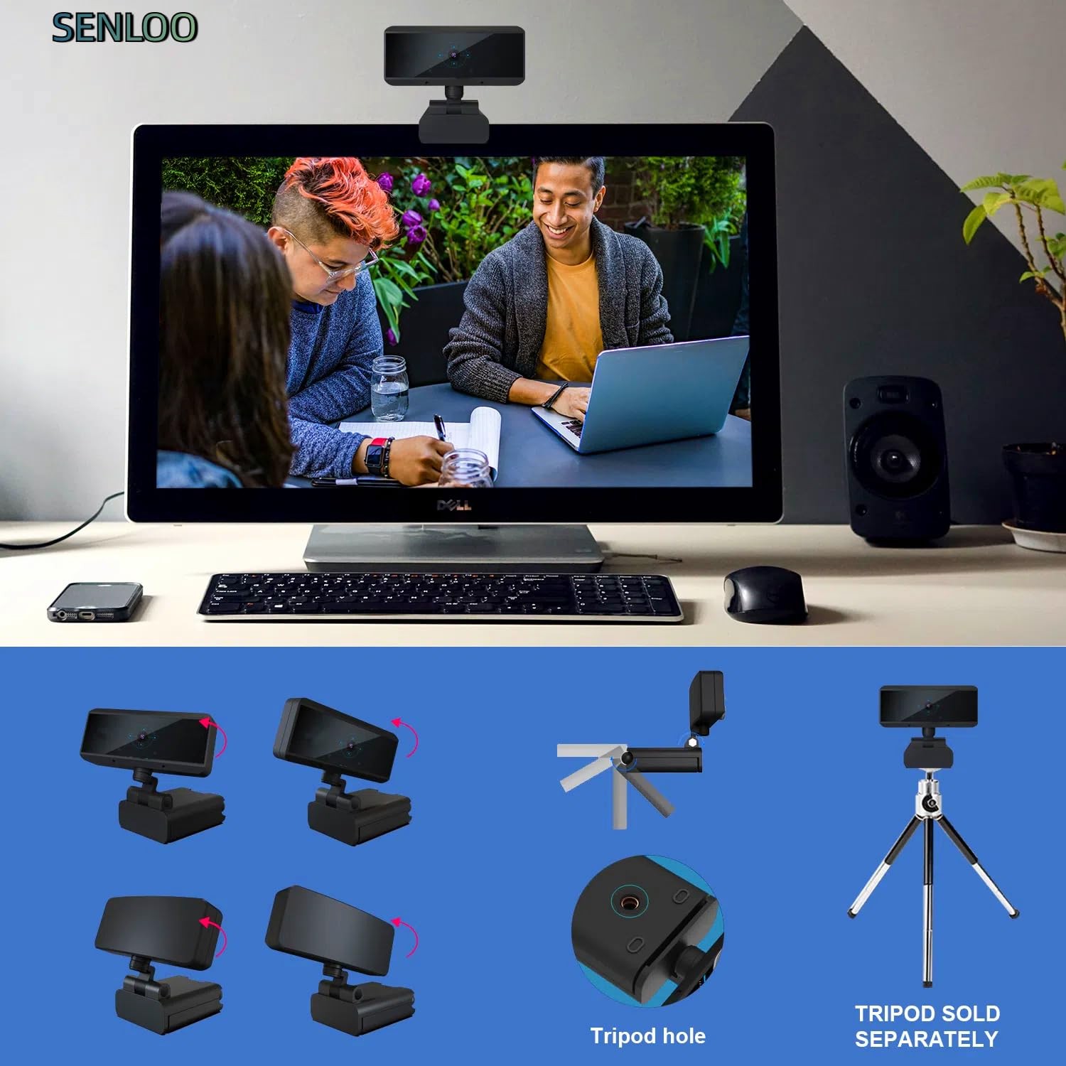 Full HD 1080P Webcam - Webcam for Pc - Auto Focus Webcams - Wide Angle Camera...