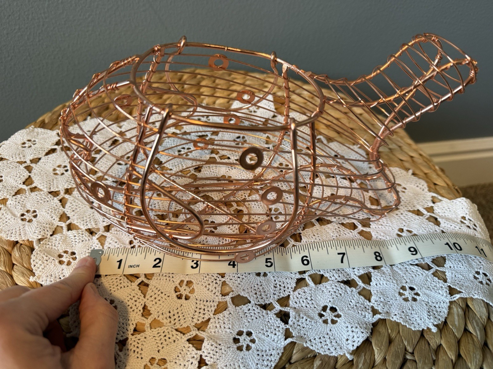 Copper Wire Fish Egg Basket Sculptural Kitchen Decor Modern Wire Fruit Holder