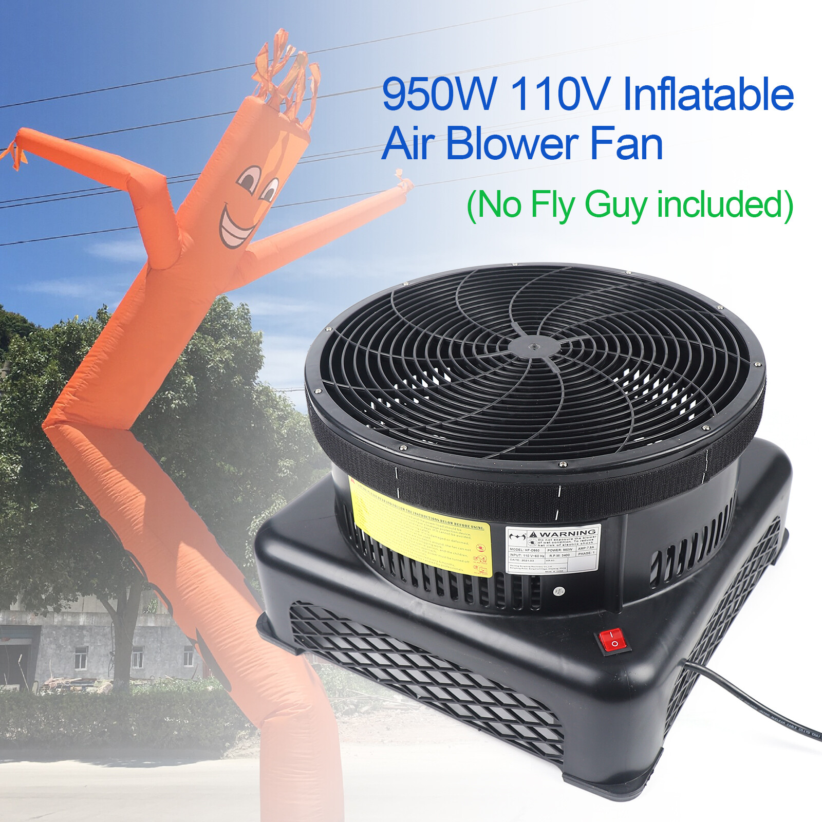 17.7" Air Blower Fan Fit Inflatable Wind Dancer Tube Man Fly Guy Sky Puppet 950W