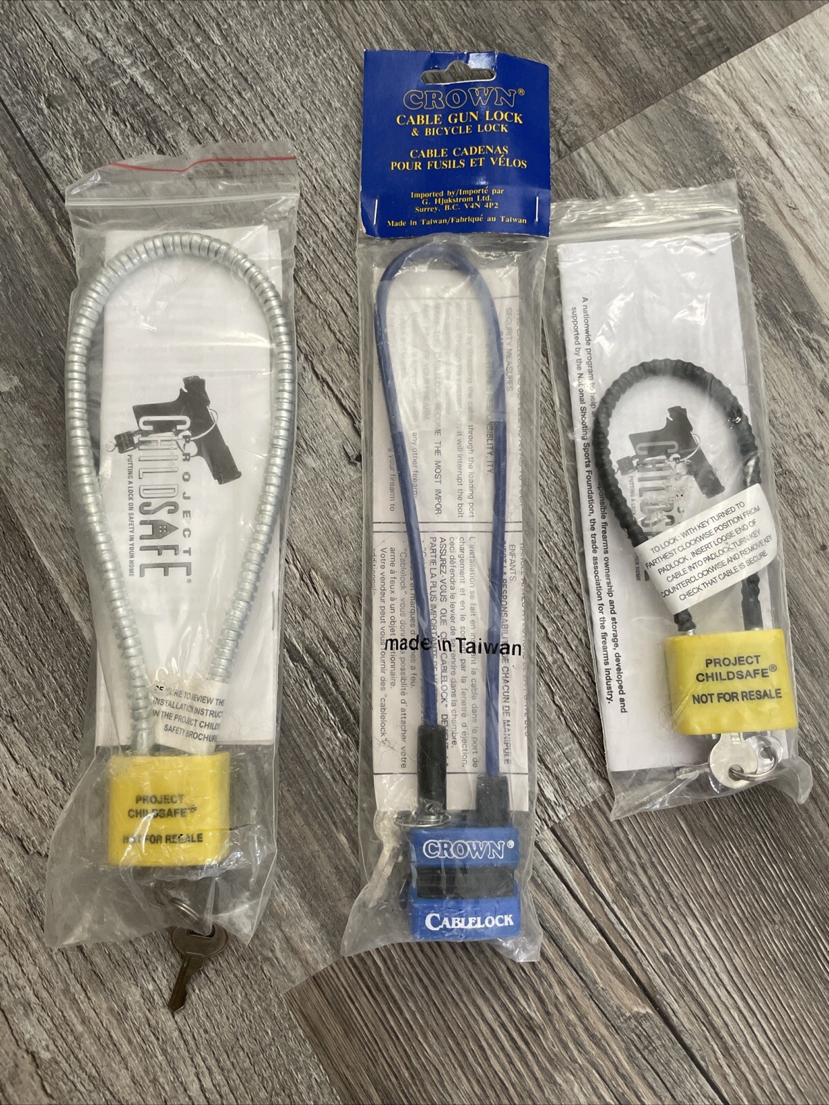 Lot Of 3 Cablelocks for Gun Pistol Rifle Shotgun or Bicycle Wow