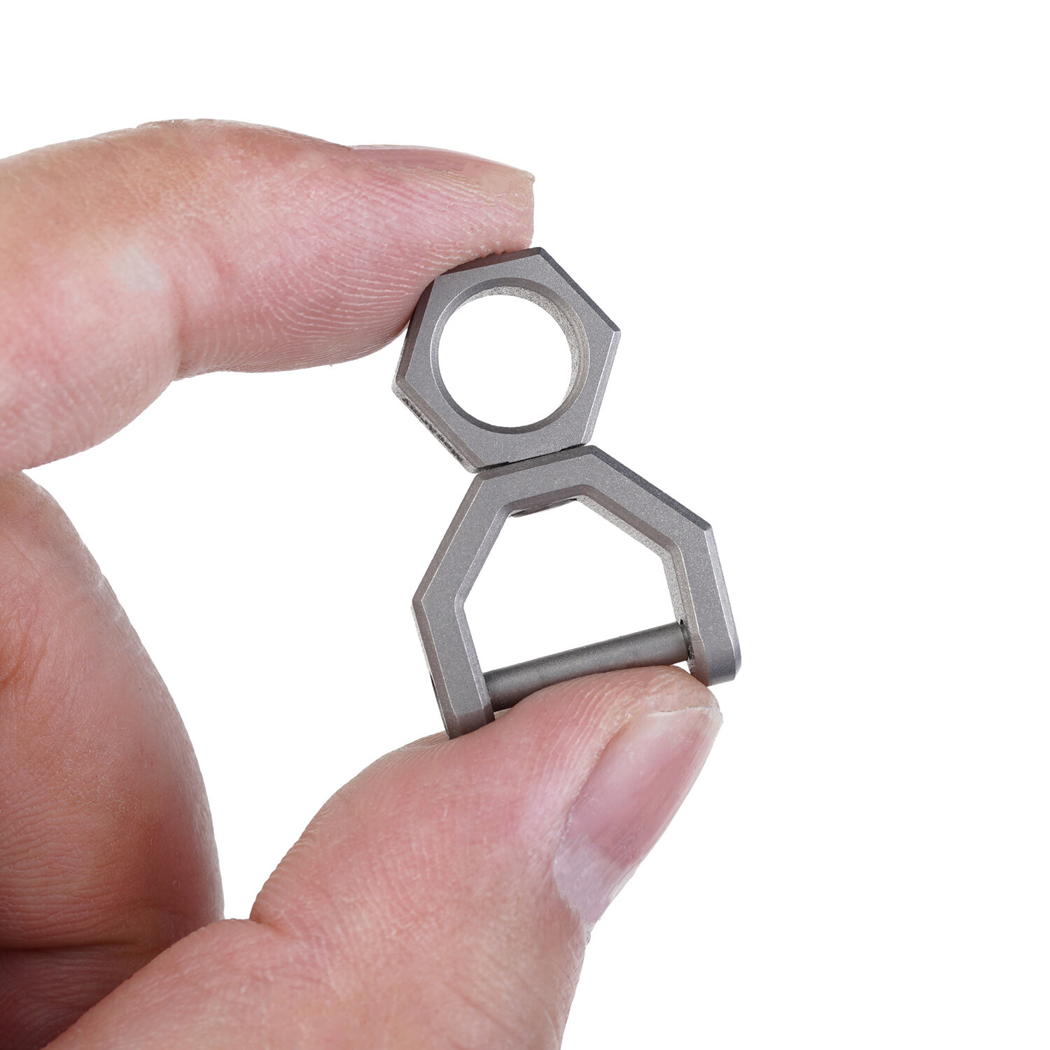 MecArmy CH5-M TC4 Titanium Alloy Mini Tiny Rotatory D Shape Key ring-Sandblasted