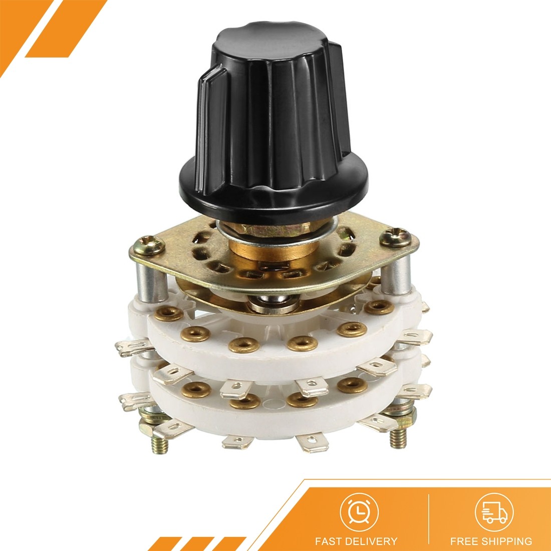 2P6T 2 Pole 6 Position 2 Deck Band Channel Rotary Switch Selector Knob