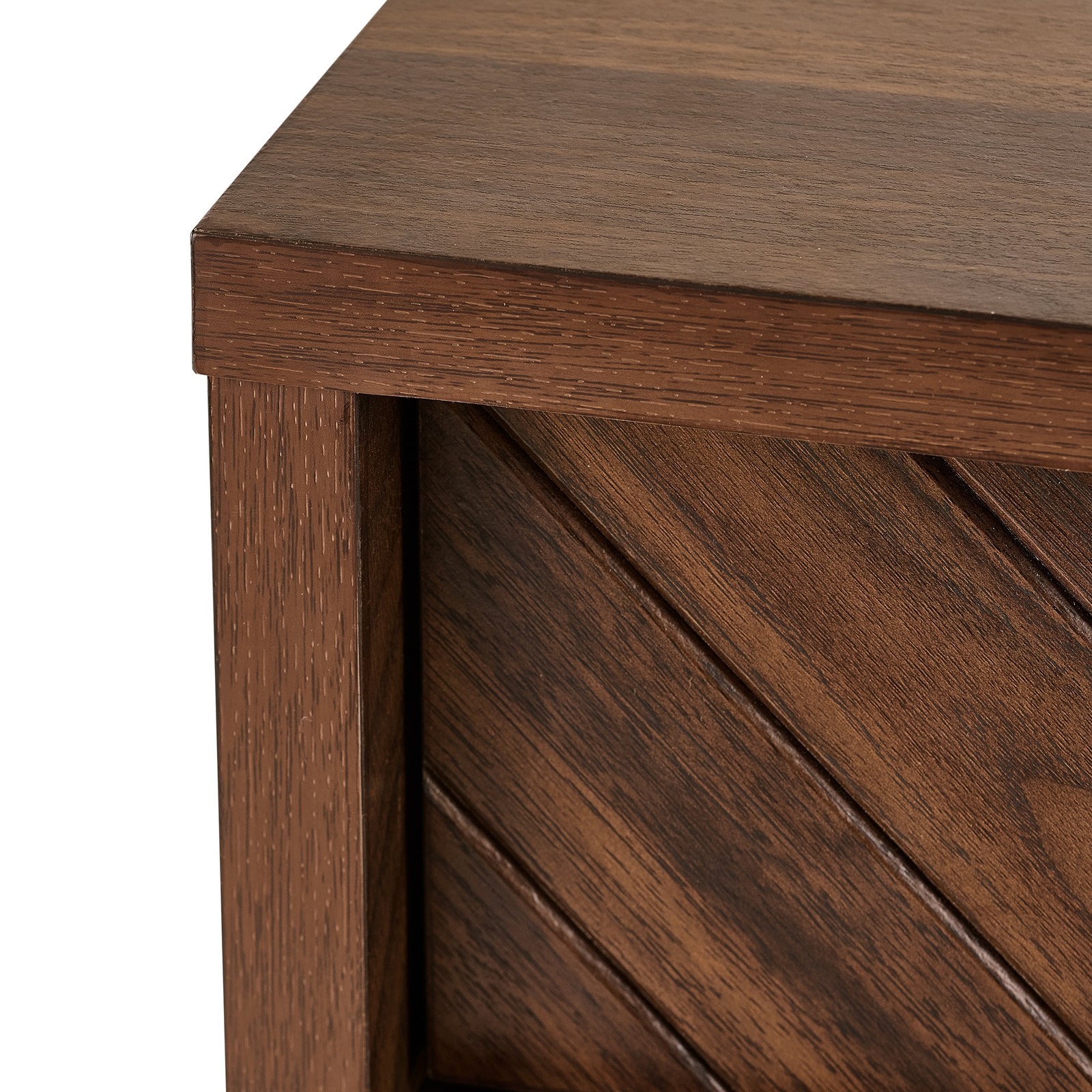 Geo End Table Walnut Finish with Bottom Shelf Living Room Accent Table