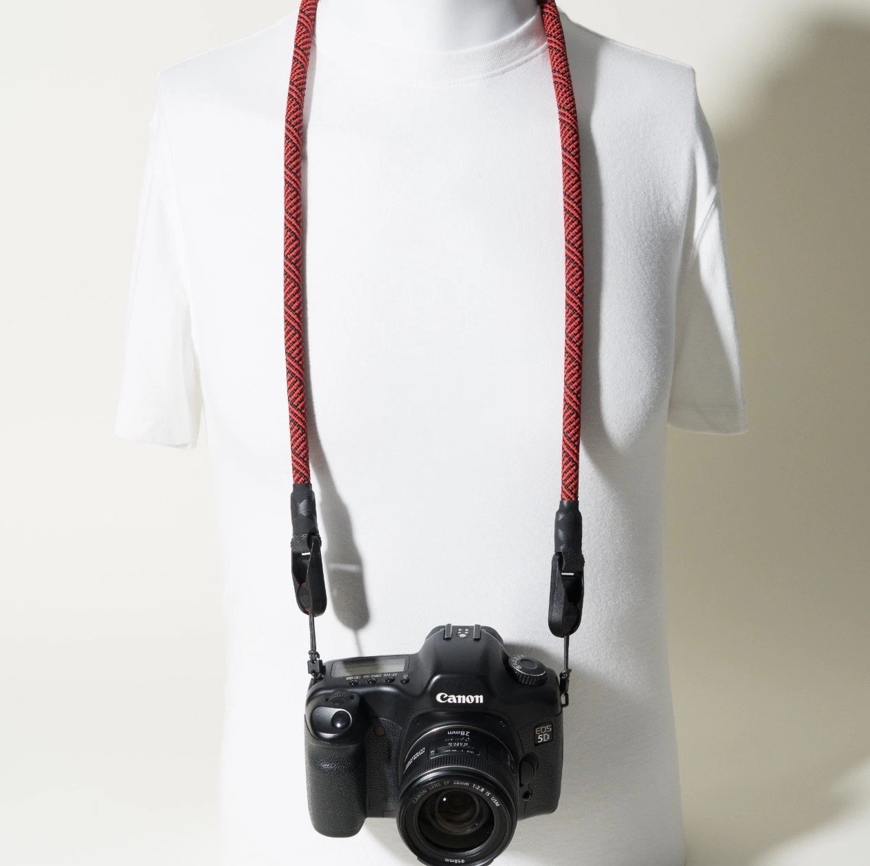 Handmade Red Black Cross-Hatch Camera Rope Neck Strap 38" + Peak Design Anchors
