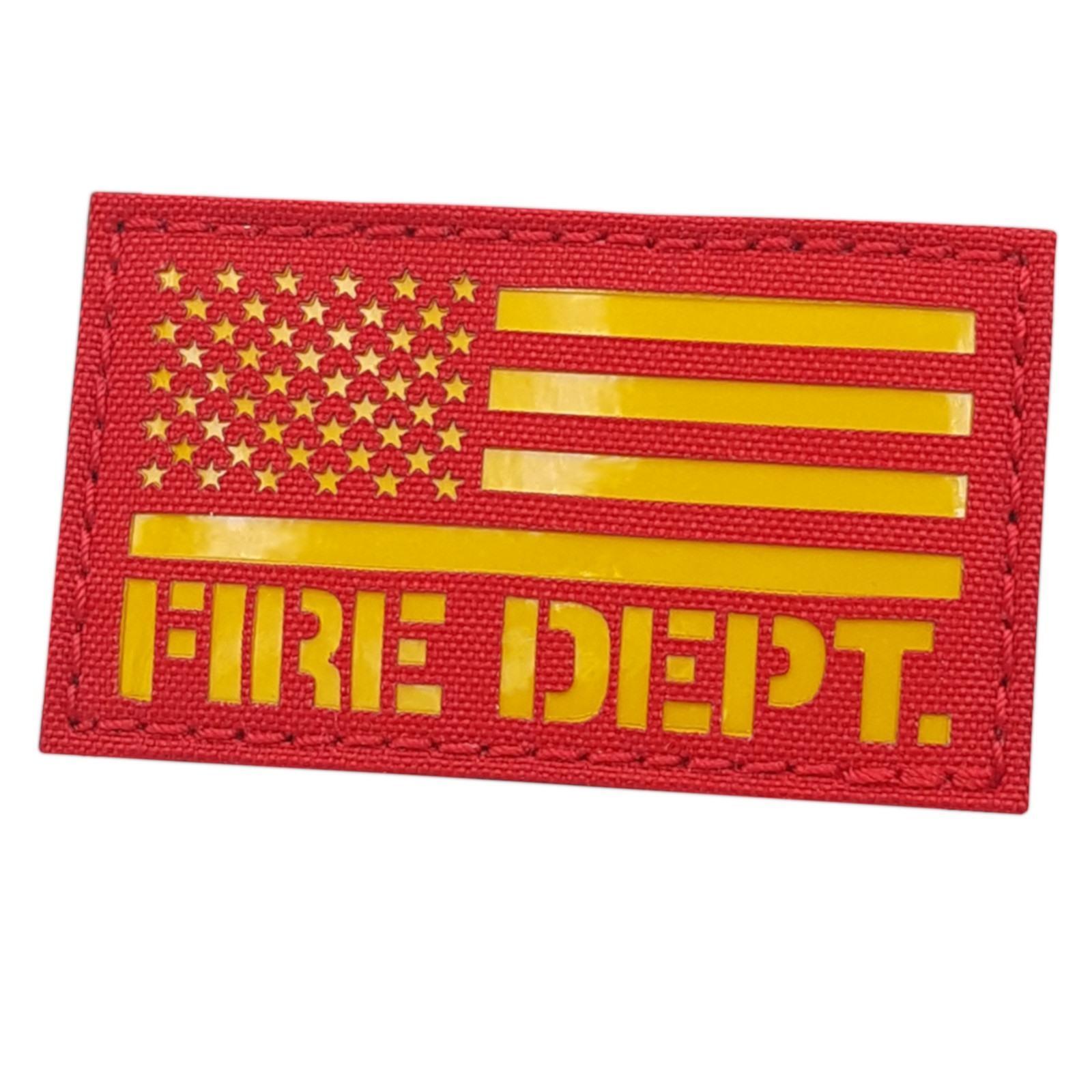 Fire Dept USA flag Hi Vis reflective firefighter America hook patch