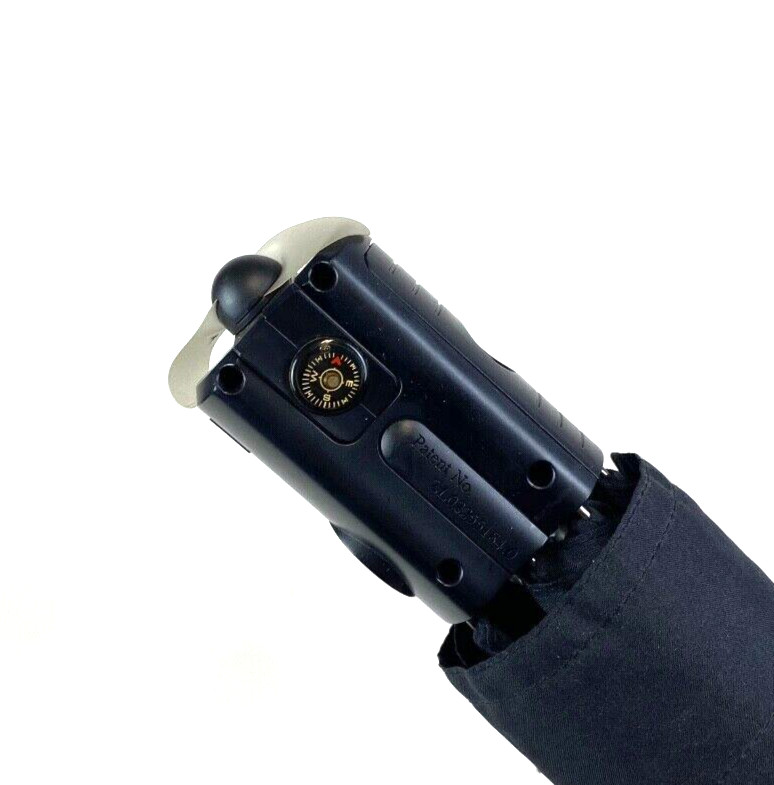 Smart Compact Manual Umbrella with Battery Powered Fan, Light, Compass