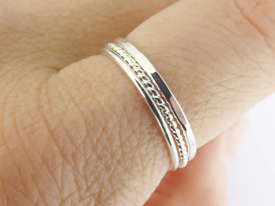 Solid 925 Sterling Silver Band Ring Stackable Designer Handmade Ring All Size