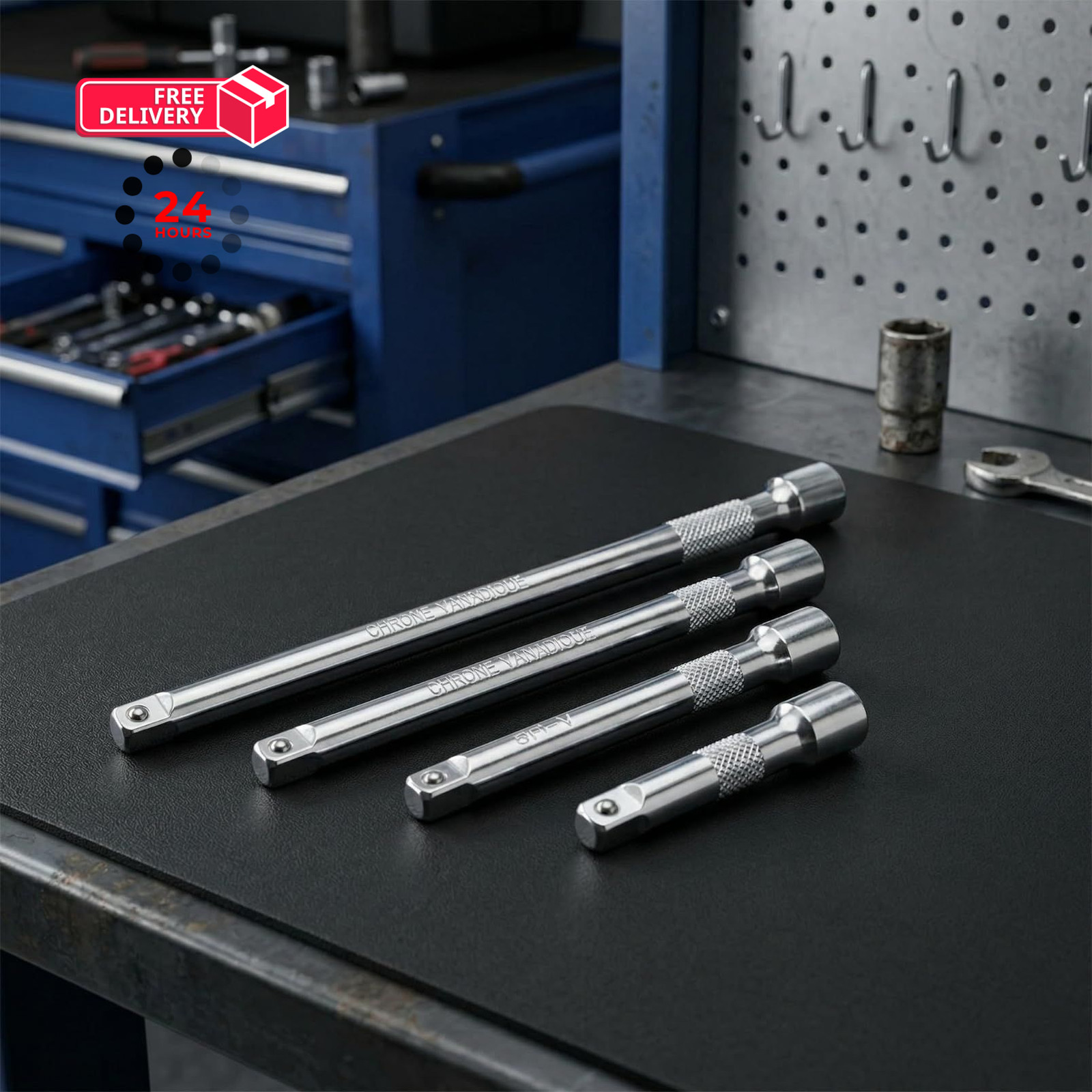 EMSTAR 4PCS 1/4" Drive Socket Extension Bar Set, Silver