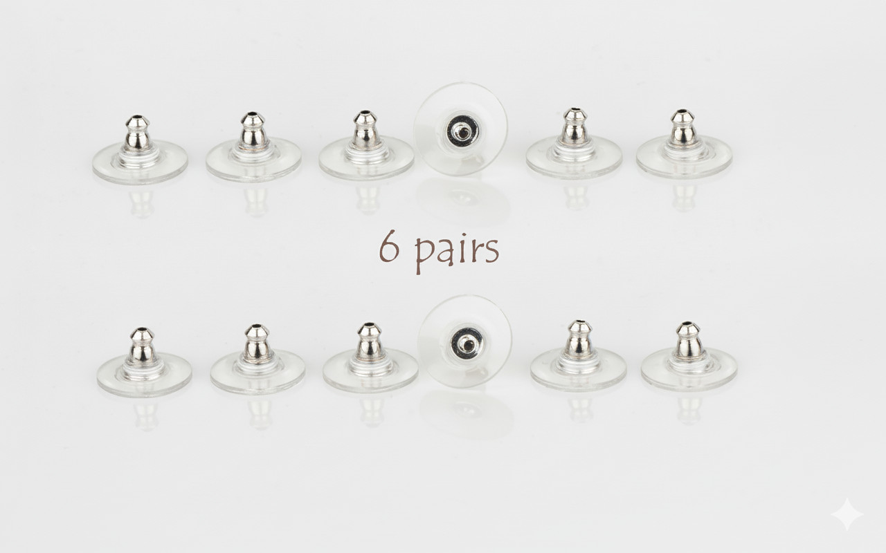Earring Backs 6 Pairs Aluminum