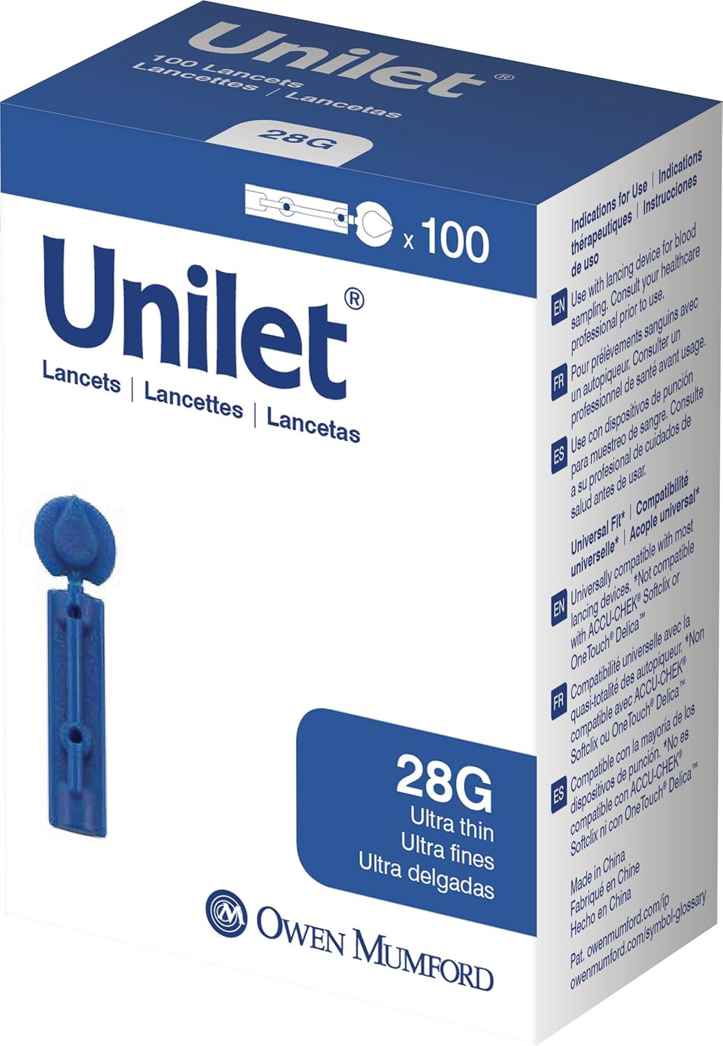 Owen Mumford  Super Thin Lancets (28G), 100 Count