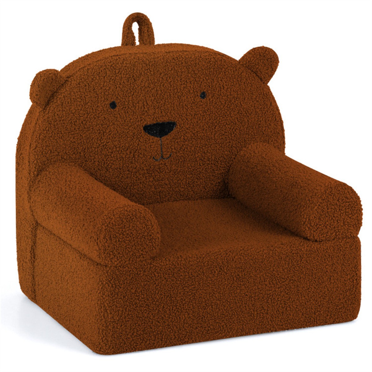 Bear-Shaped Kids Sofa, Teddy Fleece Foam Chair for Toddlers 3+, Portable Couch
