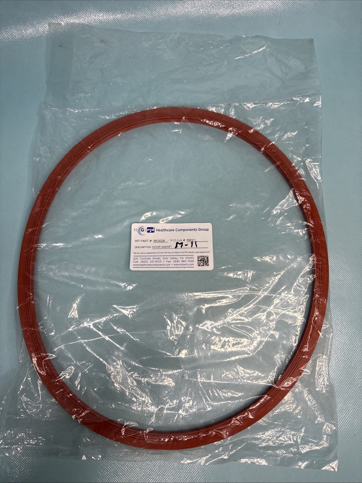 Midmark M11 DOOR GASKET RPI Part #MIG028 OEM Part #053-0527-00/002-0504-00