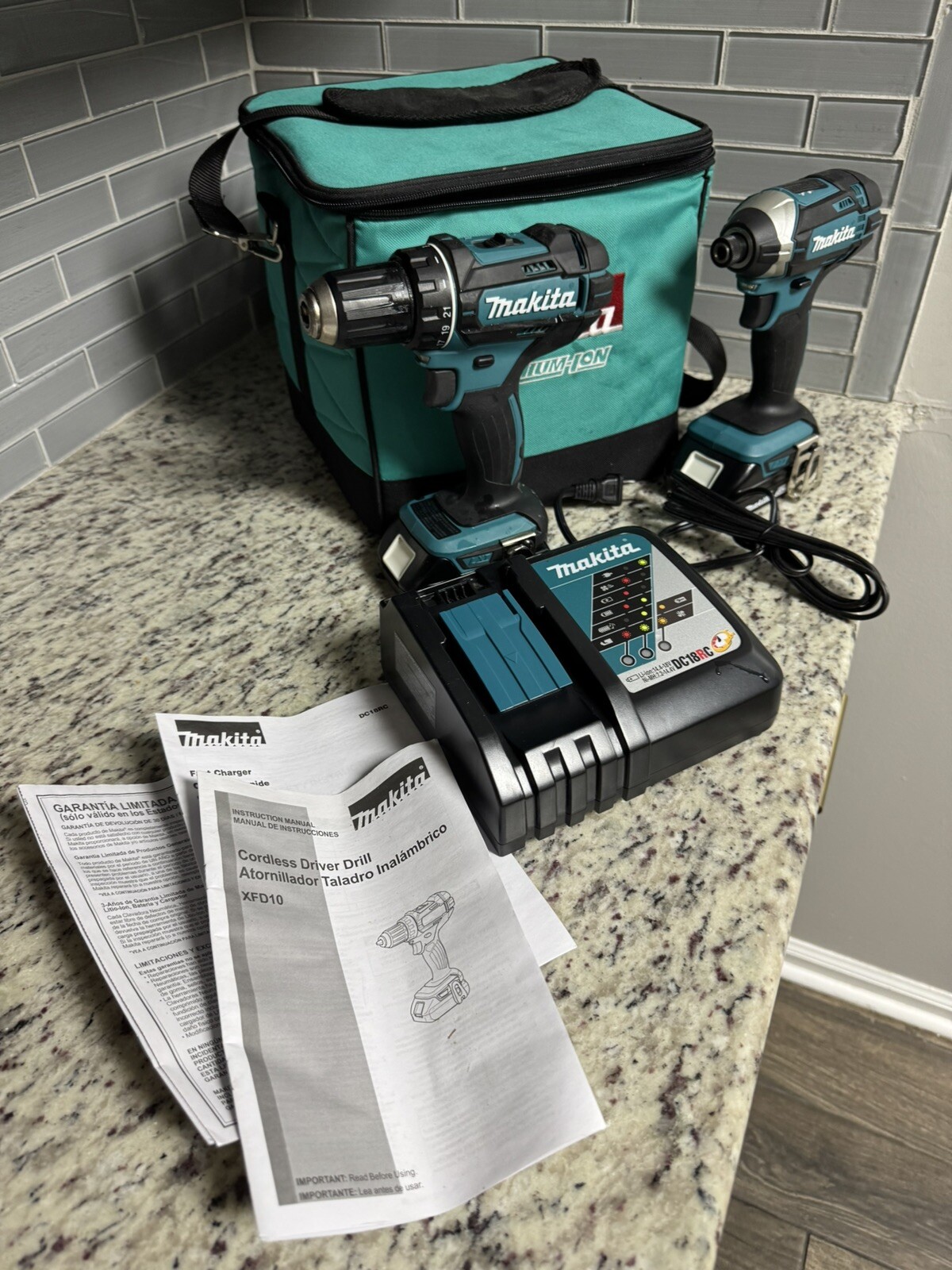 Makita CT225SYX 18V LXT Lithium-Ion Compact Combo Kit XFD10 XDT11 In Case