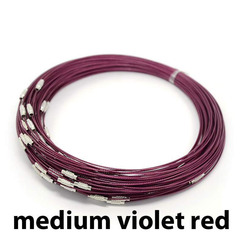 Neckwire Stainless Steel 18" MEDIUM VIOLET RED Screw Cord Necklace Choker
