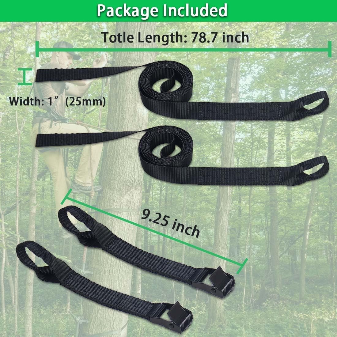 Climbing Stick Straps for Tree Stand - Quick Install Replacement Straps, Hunting