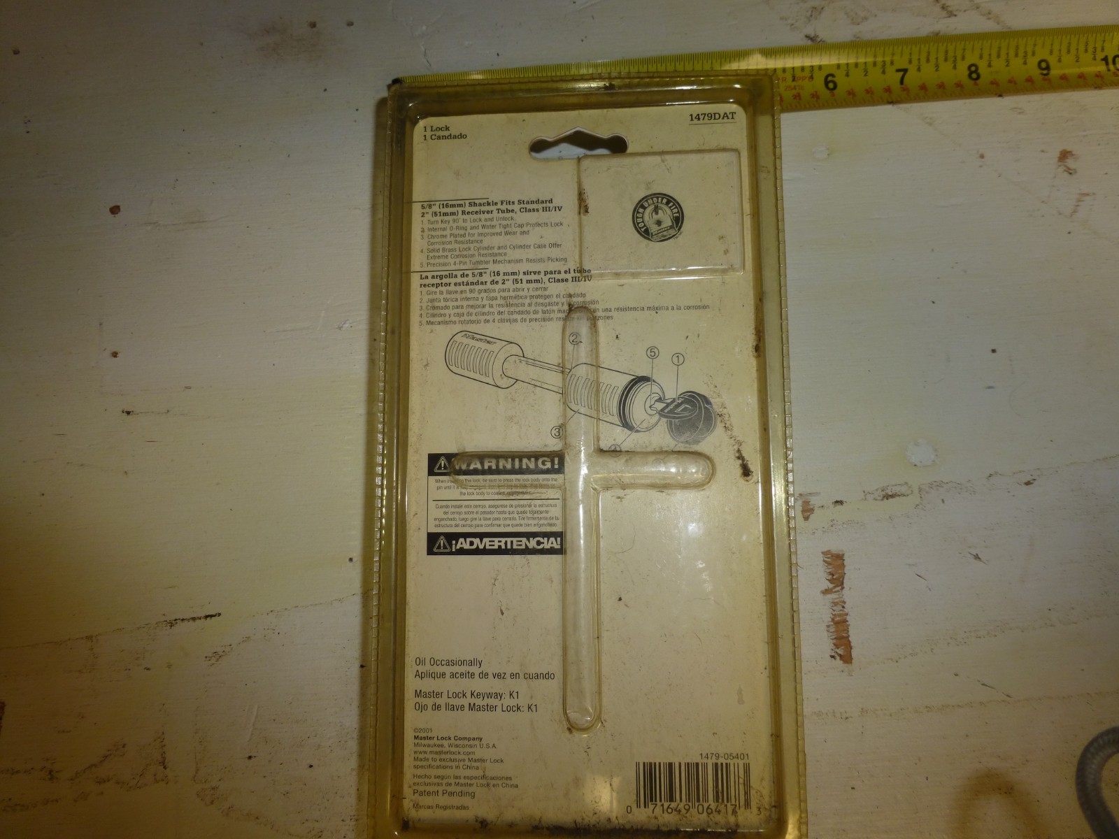 Master Lock 1479DAT Receiver Lock 5/8" Barbell style
