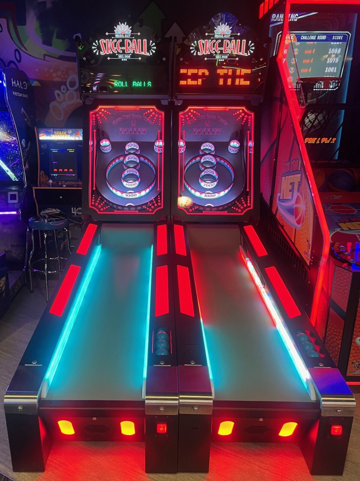 SKEEBALL GLOW ARCADE MACHINES (PAIR) by BAYTEK (Excellent) *RARE*