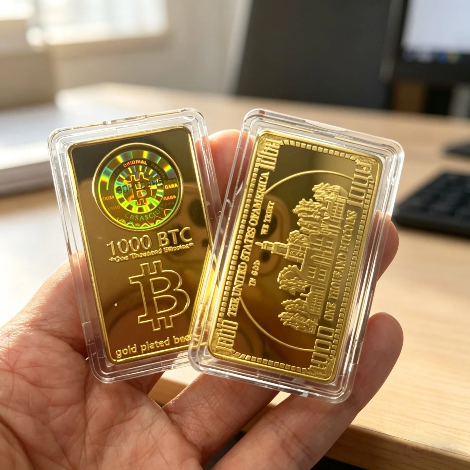 Bitcoin Themed Collectible Bar Decorative Display Piece  Not Real Gold