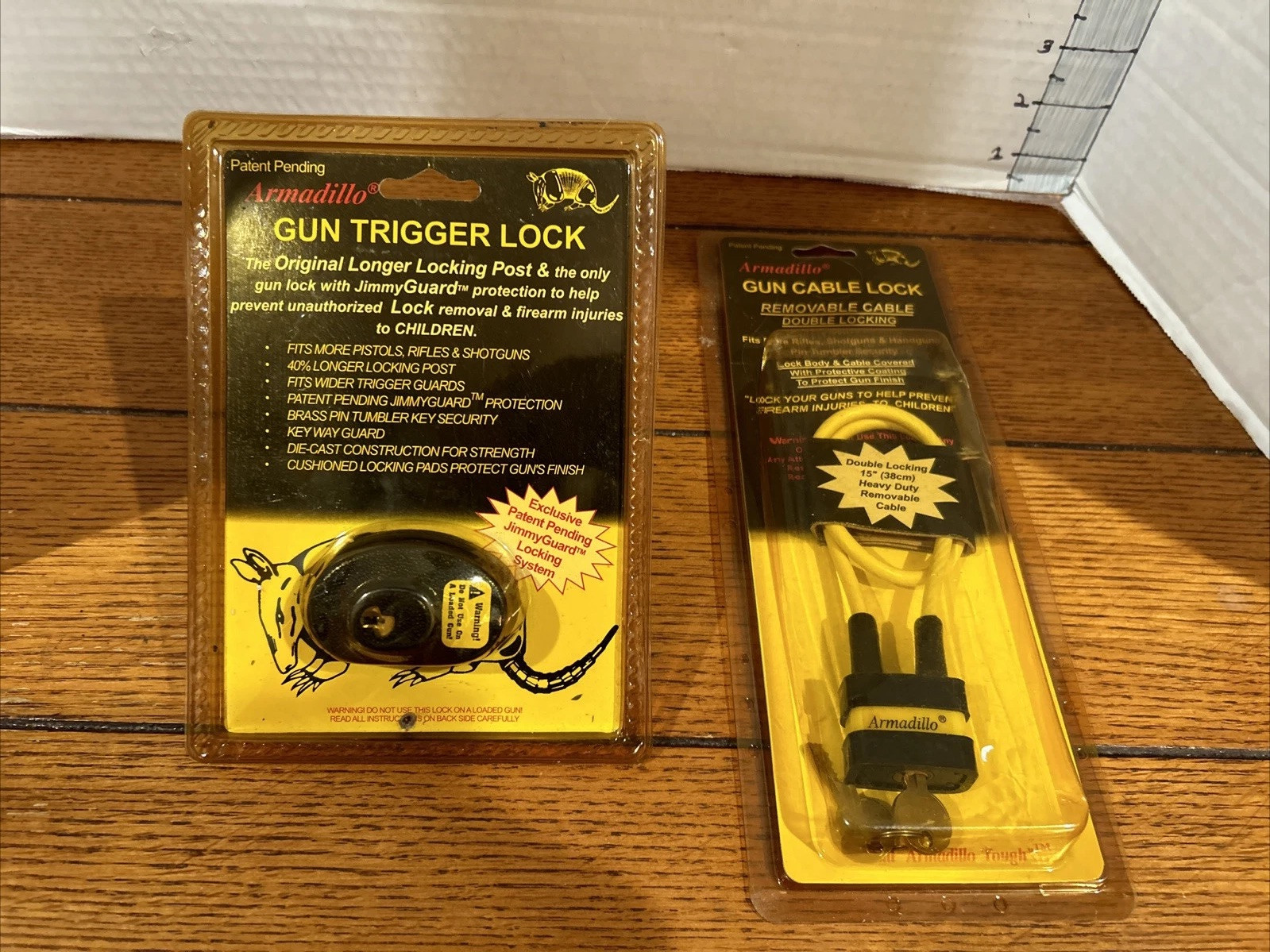 Lot Of 2 Armadillo  Gun Locks - 1trigger And 1 Cable Both New In Package