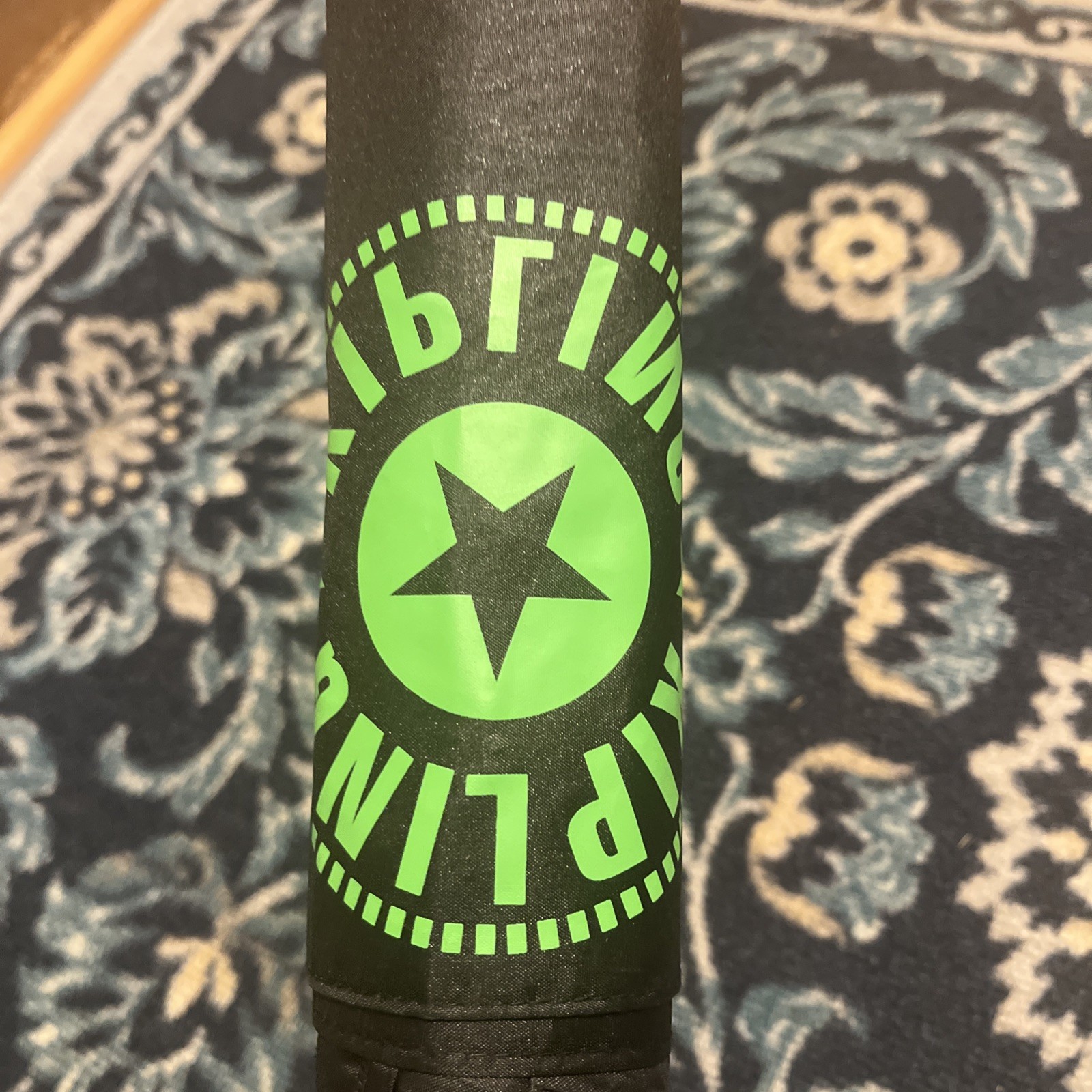 Kipling AC8138 Push Button Automatic Open Printed Umbrella Green Black NWT