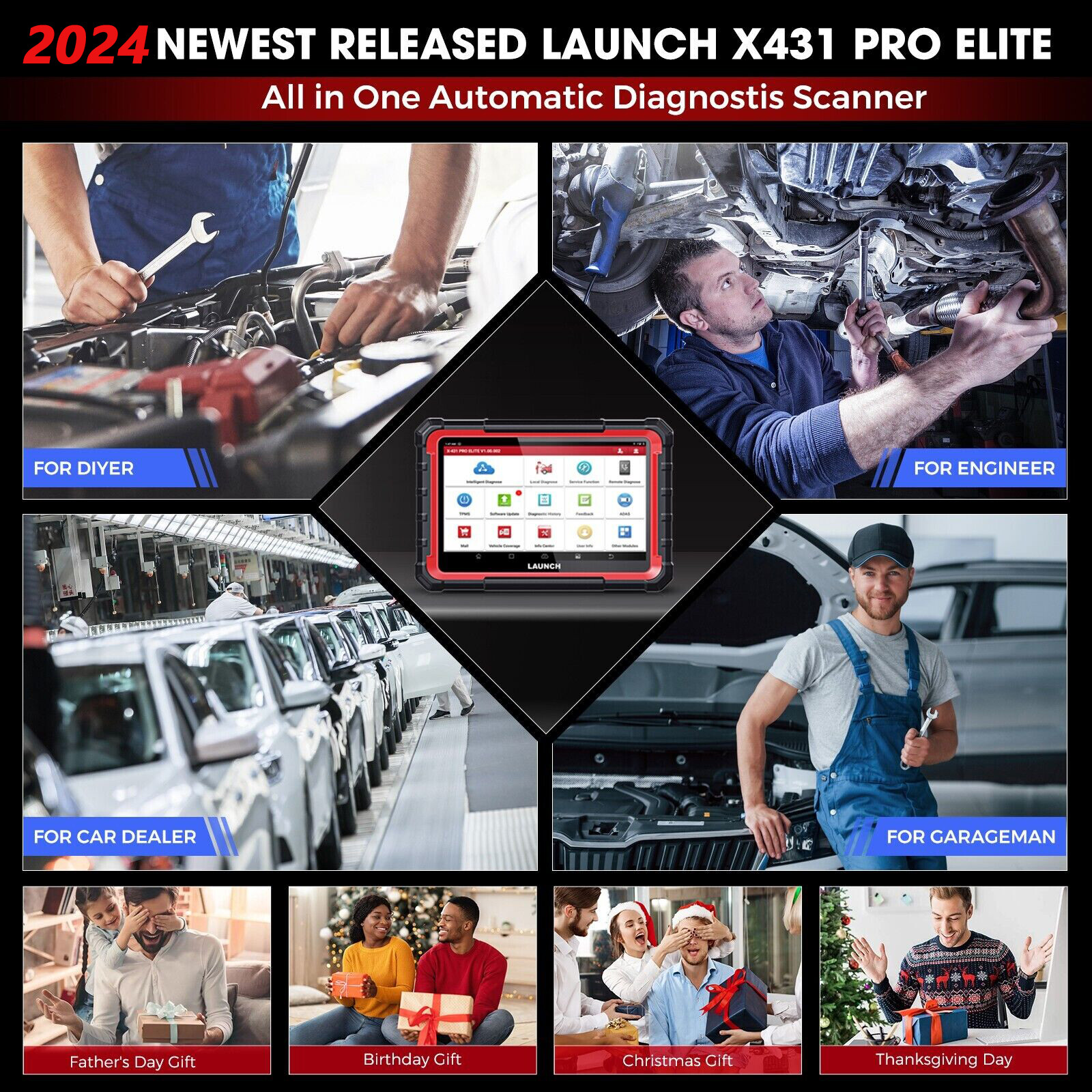 Launch X431 Pro Elite PRO5 Bidirectional OBD2 Scan Tool Key Programmer 37+ reset