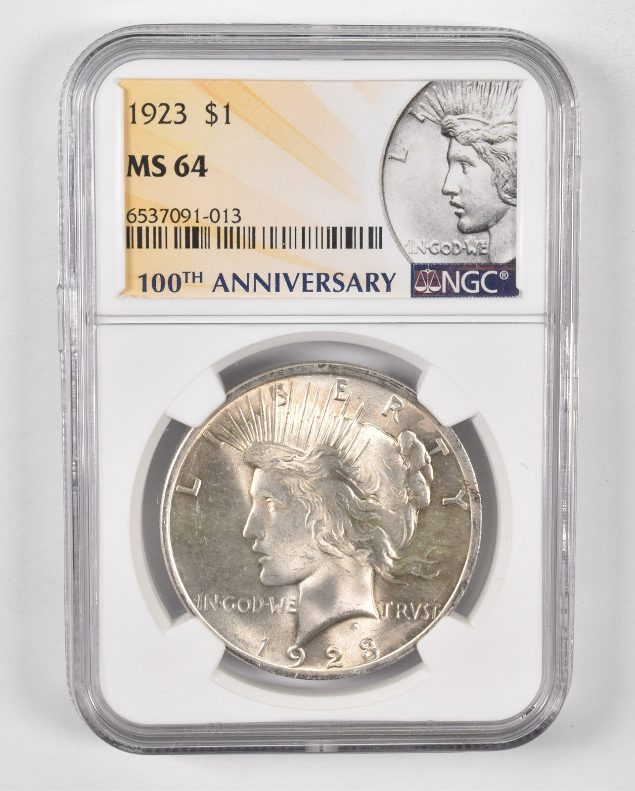 1923 Peace Silver Dollar MS64 NGC 100th Anniv 2021 Special Lbl