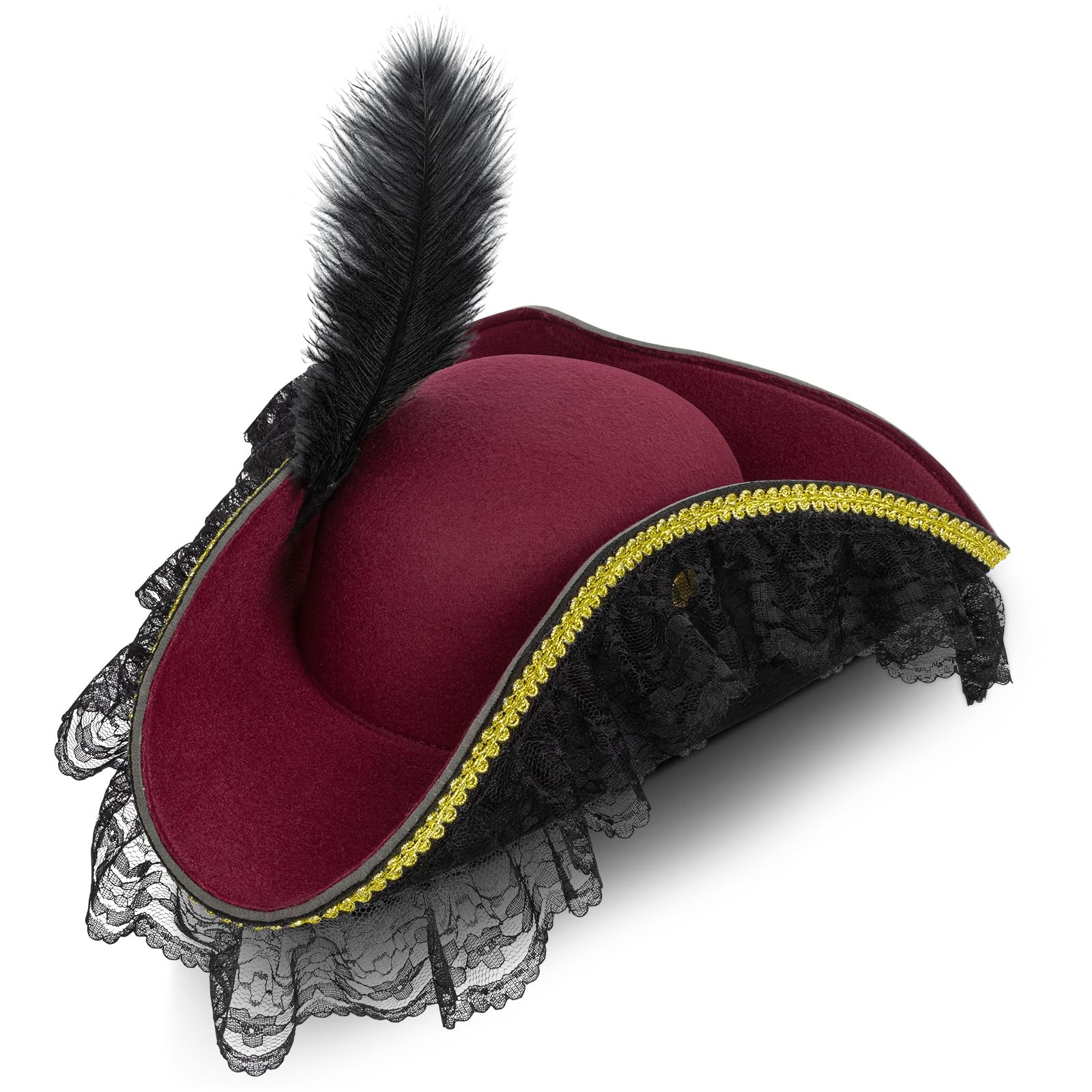 Lrvcnva Pirate Costume Hat Women,Pirate Accessories One Size, Red, Black