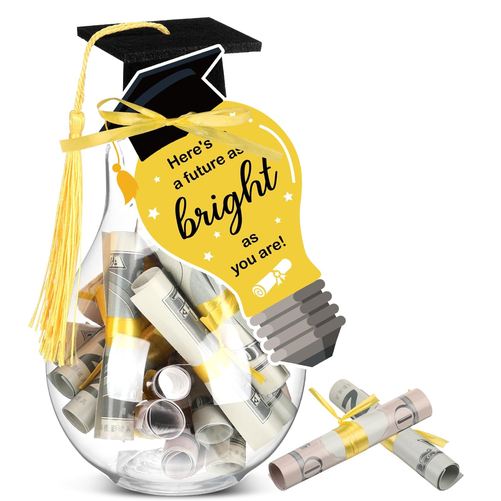 2026 Graduation Gift Money Box Holder Mason Jar Black Gold College Favor