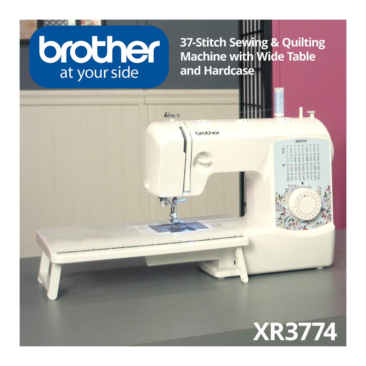 Brother XR3774 Wide Table Sewing Quilting Machine Hard Case Bundle