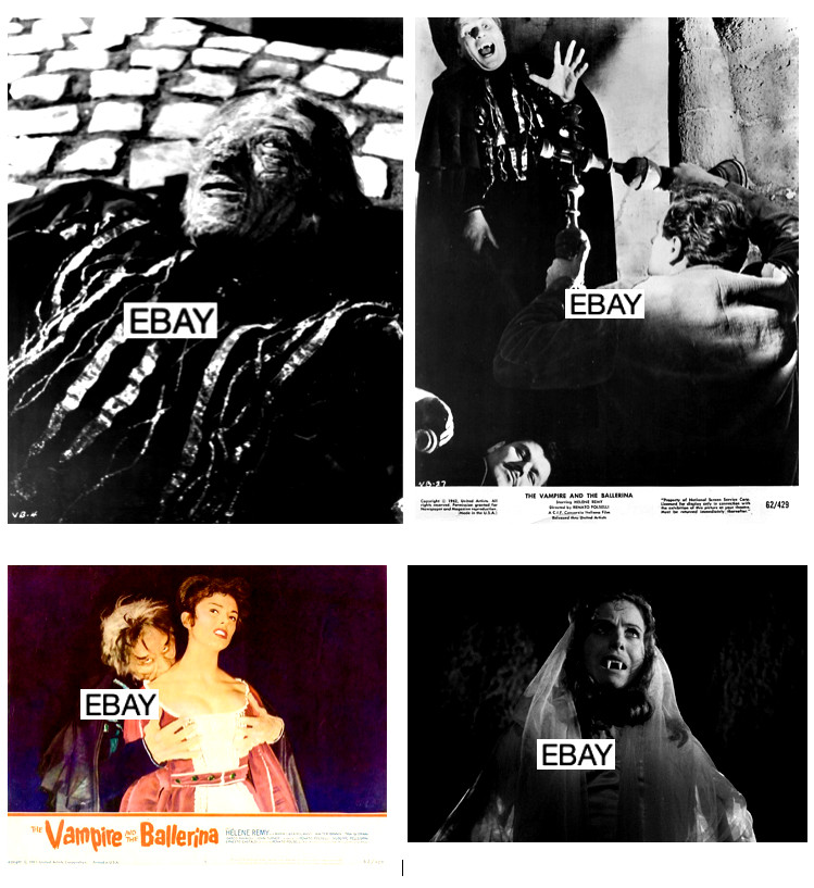 SALE: THE VAMPIRE AND THE BALLERINA 1960 HORROR MOVIE PHOTOS LOT (4) ITALIAN