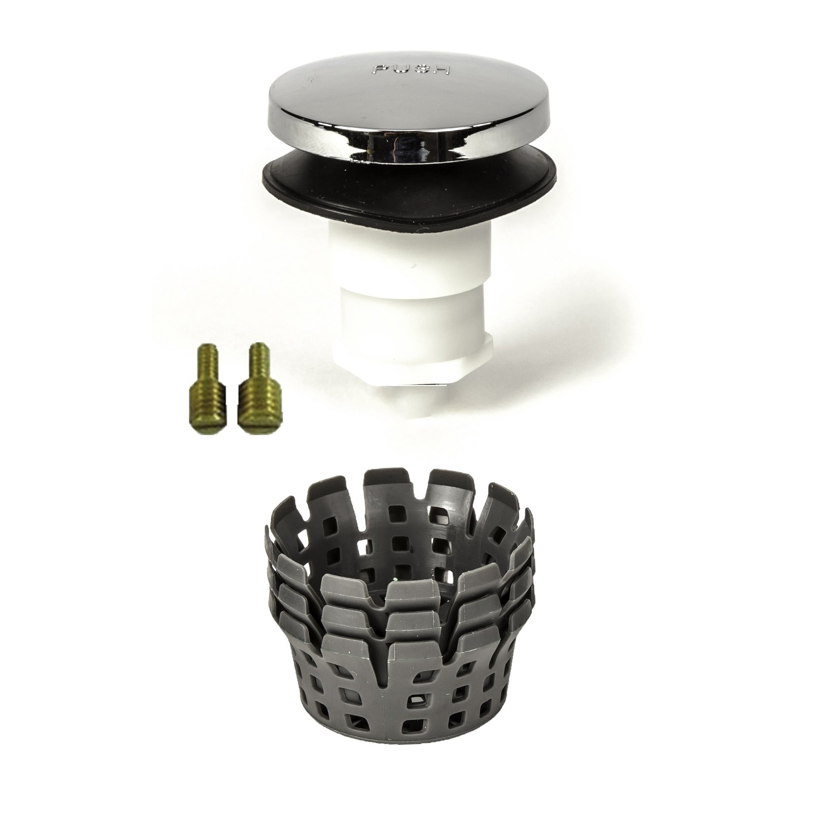 Universal Toe Touch (Tip Toe, Foot Actuated) Bath With Hair Catcher, Chrome